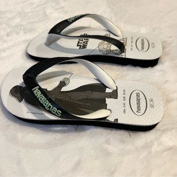 Havaianas Star Wars Flip Flop Sandals Size 3/4 Youth Kids White Darth Vader - Picture 3 of 6
